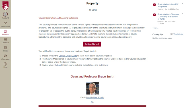 course landing page