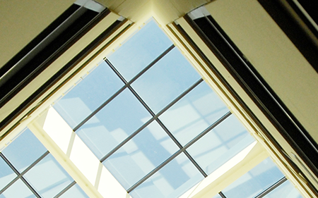 view of skylight from stairwell