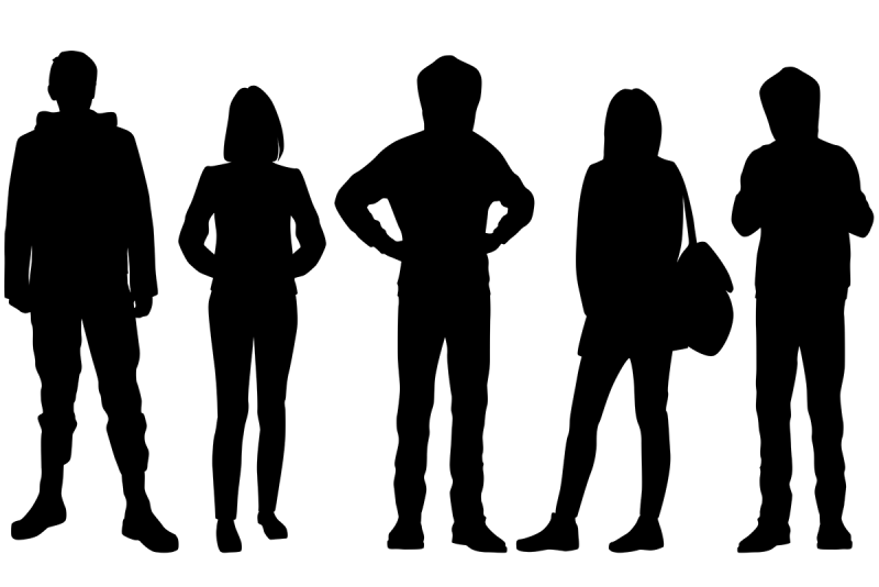 silhouettes of five individuals